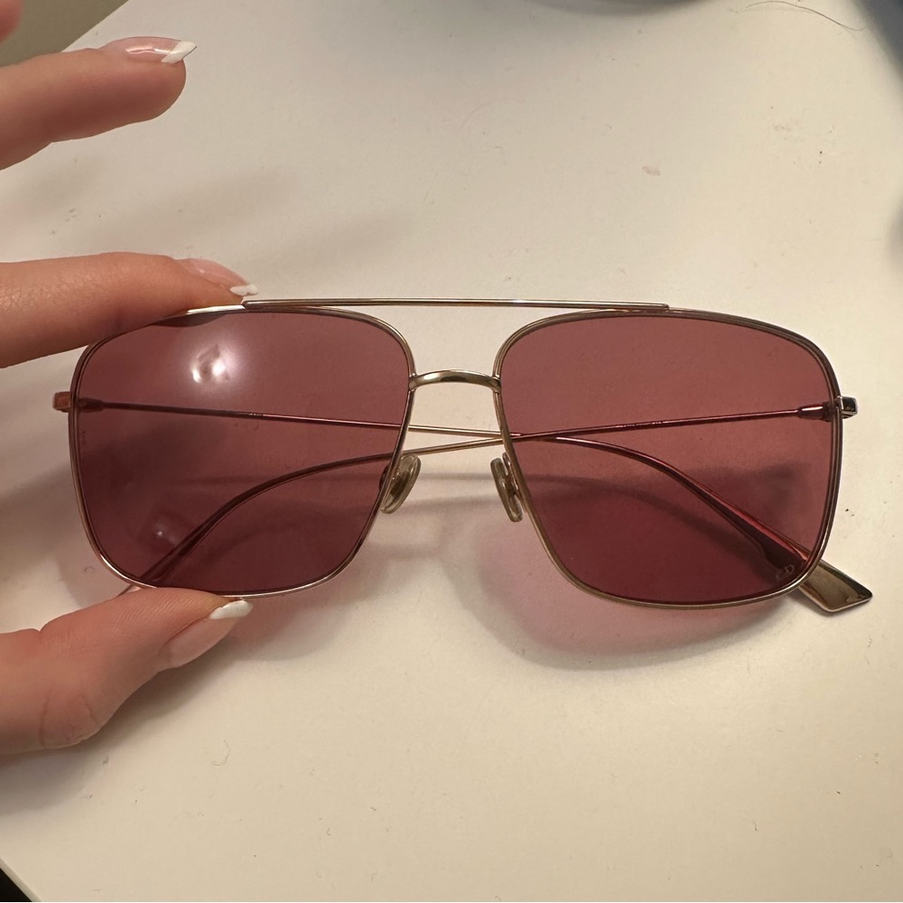 Dior Gold Frame Sunglasses with Rose Lenses